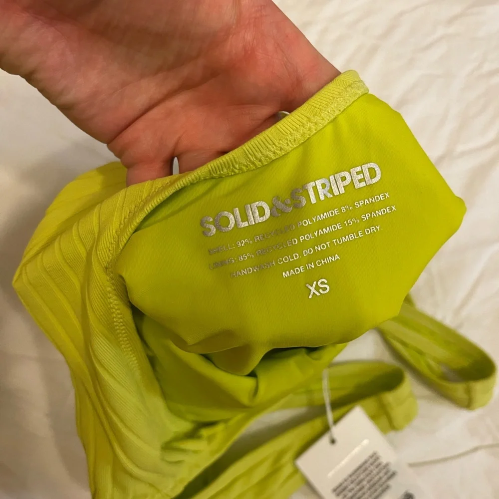 NWT Solid and Striped One Piece Chartreuse - Picture 3 of 4